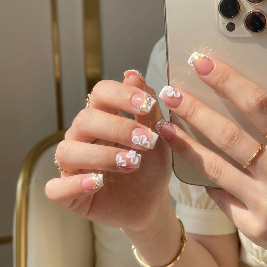White Squared French Tips