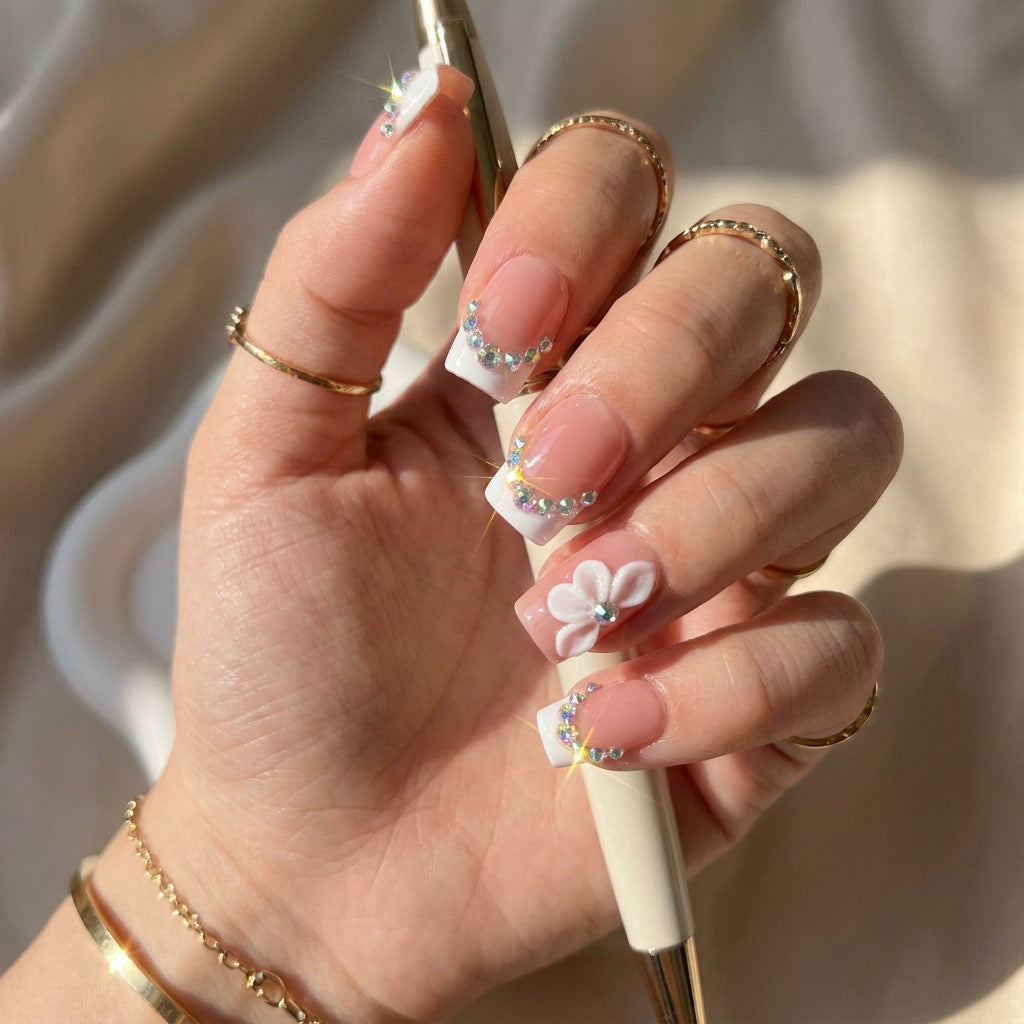 White Squared French Tips